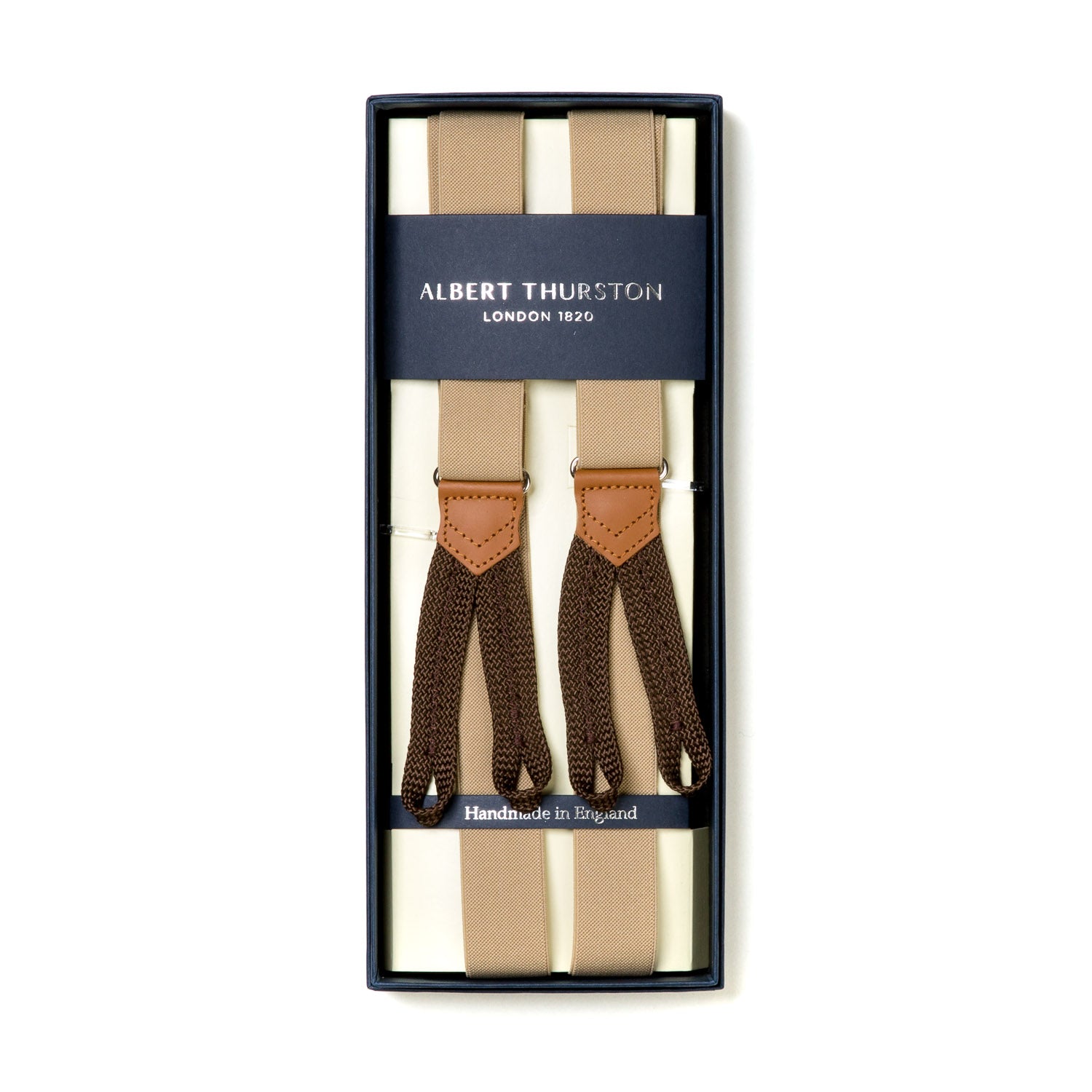 Sand-Colored Elastic Button Suspenders "25mm"